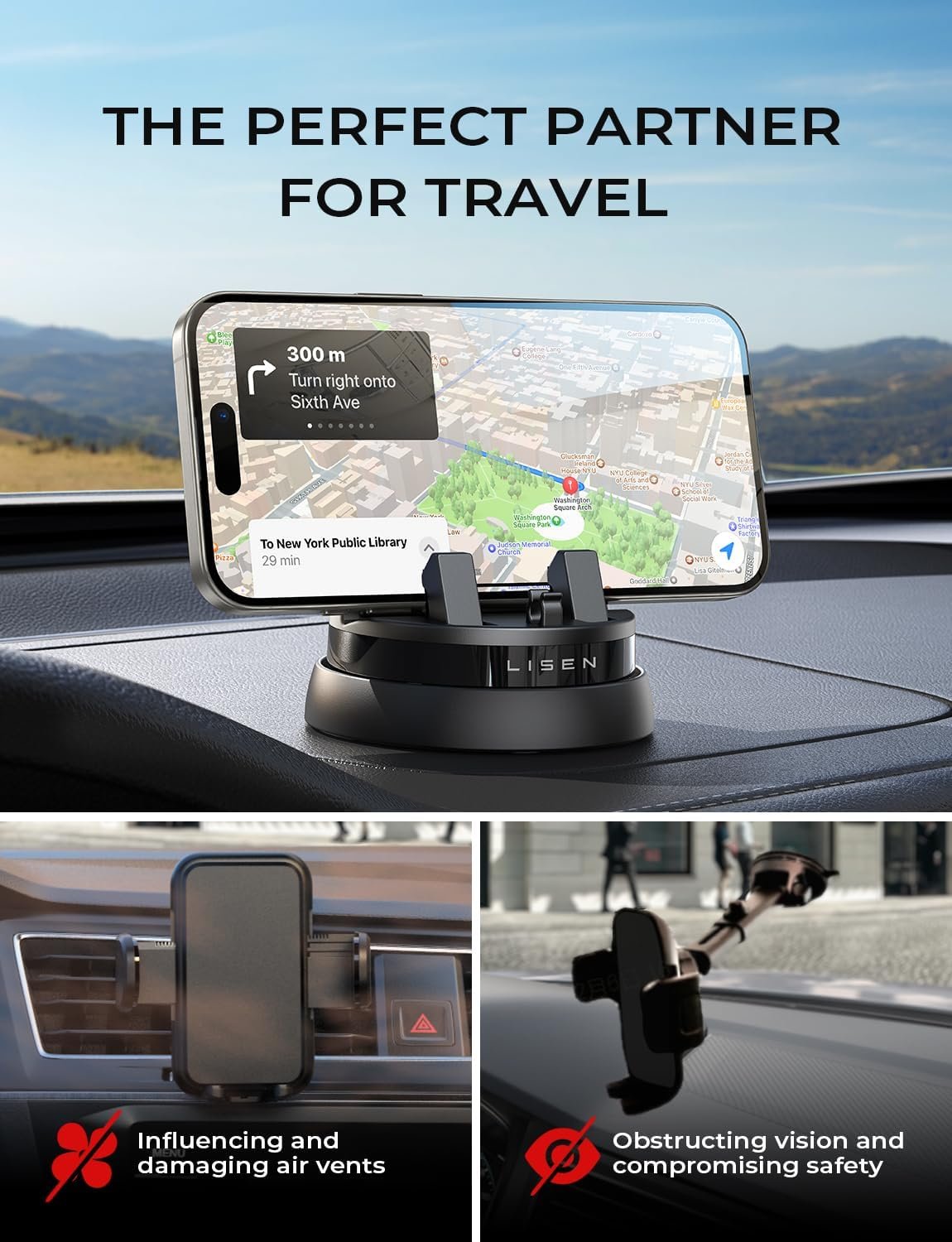 Amazon is offering the LISEN 360° Dashboard Car Phone Holder for $5.87, down from the regular price of $14.00.