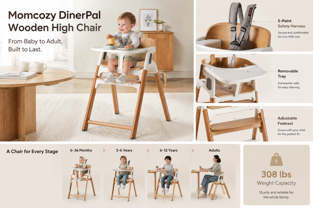 Momcozy DinerPal Wooden High Chair Review