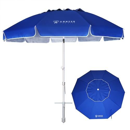 AMMSUN 8-Foot Beach Umbrella with Sand Anchor