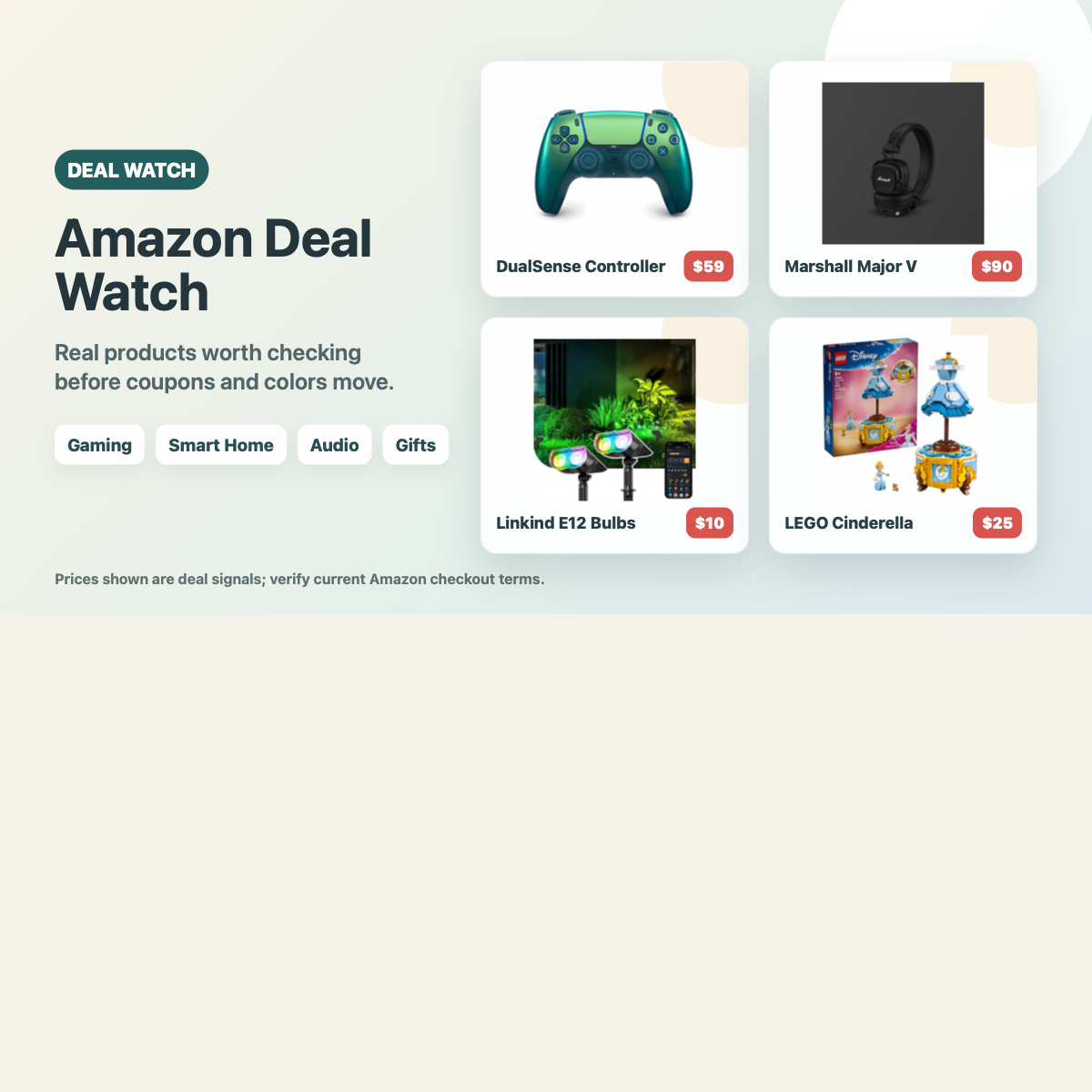 Amazon deal watch products including controller headphones smart bulbs and LEGO gift set