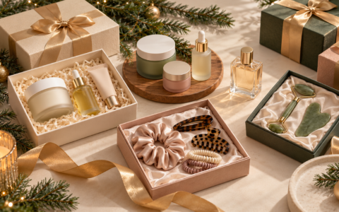 Holiday beauty gift sets with skincare fragrance and hair accessories